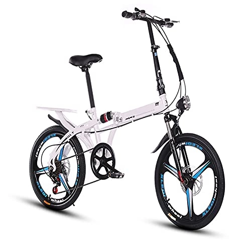 Falträder : NoMI Mini Faltrad Fahrrad​ 20 Zoll Klapprad 6 Gang-Schaltung Bike Leicht​Tragbares Folding Bike Für Erwachsene Mens Student Hmädchen Lightweight MTB, Weiß