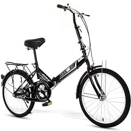 Falträder : NoMI ULTRAHIGHT Folding Bikes Tragbare Fahrrad Kinder und Männliche Erwachsene Studenten und weibliche Harte Hohe Kohlenstoffstromlinie Rahmen Fahrräder 20", Schwarz