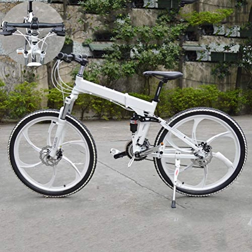 Falträder : NXX 20-Zoll-Herren-Mountainbikes Hardtail-Mountainbike aus Kohlenstoffstahl, Mountainbike mit Verstellbarer Vorderradaufhängung, 7-Gang, 6 Speichen, Weiß