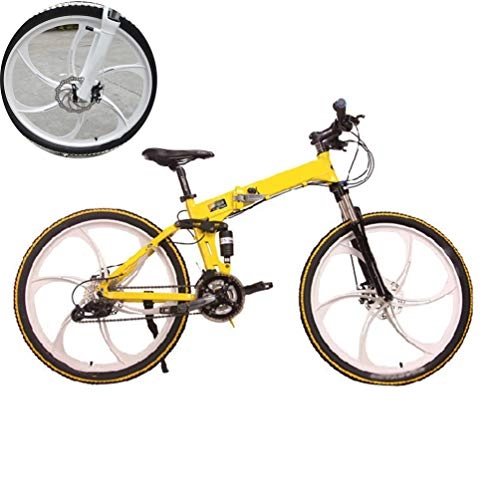 Falträder : NXX 20 Zoll Mountainbikes Herren Damen Carbon Stahl Fahrrad, 7-Gang-Antrieb All Terrain Mountainbike mit Doppelscheibenbremse, 6Spoke, Gelb