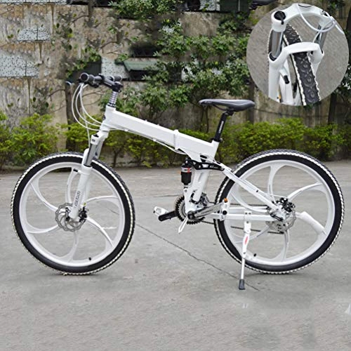 Falträder : NXX 20 Zoll vollgefedertes Fahrrad Scheibenbremse MTB Bike für Männer Frauen Jungen Mädchen, 7 Geschwindigkeiten Shimano Antrieb, Weiß