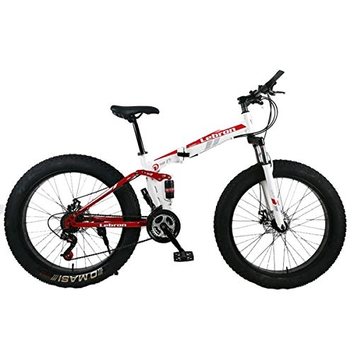 Falträder : NZ-Children's bicycles 26"Stahl Folding Mountainbike, Dual Suspension 4.0 Zoll Fat Tire Fahrrad kann Radfahren auf Schnee, Berge, Straßen, Strände, etc, Weiß