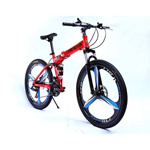Falträder : NZ-Children's bicycles Foiding Mountainbike mit mittelschwerem Stahlrahmen und 26-Zoll-Rädern mit mechanischen Scheibenbremsen, 27-Gang-Shimano-Antrieb, in Mehreren Farben, rot, 24-Gang