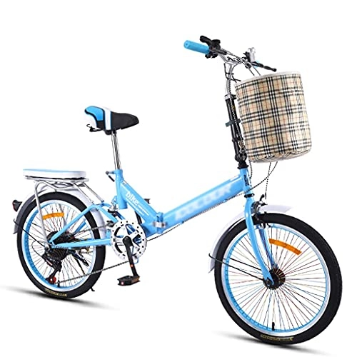 Falträder : OH 20-Zoll-Fahrrad, 20-Zoll-Klappfahrrad, 6-Fach Kompakter Pendler Faltbare Fahrräder Mini Lightweight City Bike Für Frauen Männer Und Jugendliche Exquisite / Blue