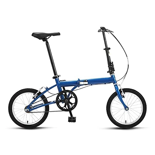 Falträder : OH Ultraleichtes Mini-Tragbares Klapprad, 16-Zoll-City-Fahrrad Für Erwachsene Männer Und Frauen-Studenten, Blau, Einzelne Geschwindigkeit Exquisite