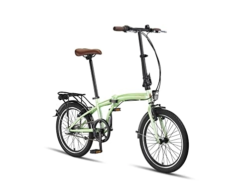Falträder : PACTO Eleven 20 Zoll Hochwertiges Faltfahrrad 27cm Stahlrahmen, Shimano Nexus 3 Speed Gänge, Faltbares Citybike Einfach Zu Falten In 10 Sekunden, Klappbares Fahrrad V-Brakes Folding Bicycle (Mint)