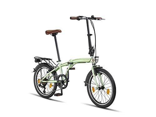 Falträder : PACTO Ten 20 Zoll hochwertiges Faltfahrrad 27cm Stahlrahmen 6 Speed Shimano Gänge faltbares Citybike einfach zu Falten in 10 Sek. klappbares Fahrrad V-Brakes doppelwandige Aluminiumfelgen