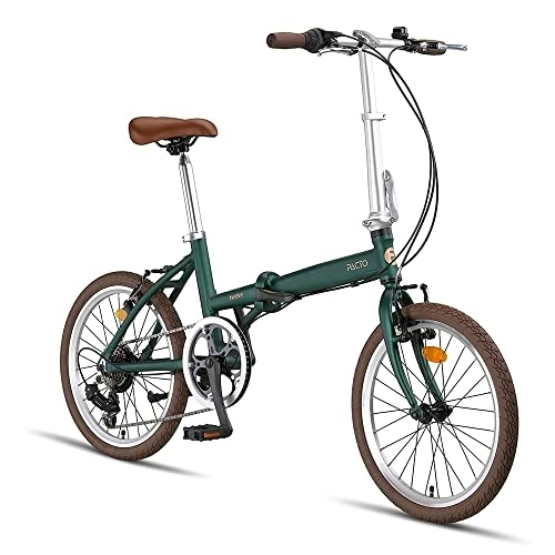 Falträder : PACTO Twelve - Hollandrad Komfortables Klappfahrrad 27cm Aluminiumrahmen Bike 20 Zoll Bicycle 6 Speed Shimano Gänge Faltrad Klapprad Fahrrad, Klappfahrrad für Erwachsene - Dark Blue (Grün)