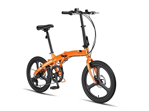 Falträder : PACTO Two - Klappfahrrad 27cm Aluminiumrahmen 20 Zoll Aluminiumräder 6 Speed Shimano Gänge Doppelscheibenbremse Faltrad Faltfahrrad einfach zu Falten in 10 Sekunden Klappräder (Orange)
