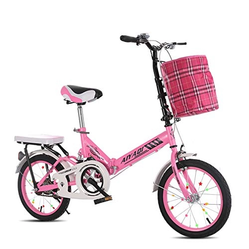 Falträder : Pandady Schnelles Leichtes Faltendes Fahrrad, MäNnliches Und Weibliches Kleines Faltbares Fahrrad, 16"20" Schnelle Installation Leichte Tragbare, Erwachsene Kursteilnehmer-Jugend-Kindfahrrad, Pink, 20"