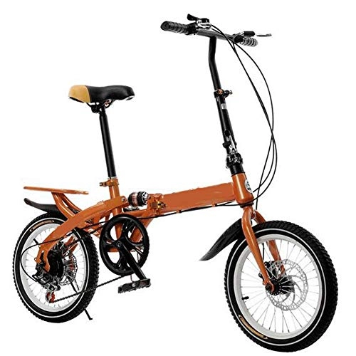 Falträder : Ping Kinderfahrräder, Kinder-Faltrad 16-Zoll-Student Faltrad Mädchen 6-12 Jahre altes Fahrrad im Freien Geeignet für Kinder, Orange