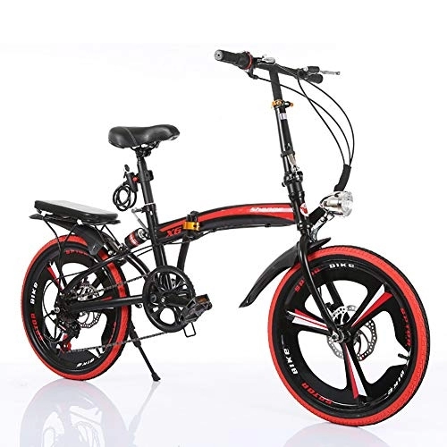 Falträder : PLLXY 26 Zoll Mountainbike Dual-scheiben-Bremse, Ultraleicht Vollfederung Faltfahrrad Unisex, Kohlefaser Rahmen Rear Carry Rack Rot 26in