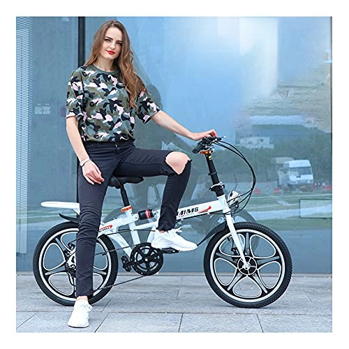 Falträder : Premium Faltrad, Klapprad in 20 Zoll, Mountainbike, Fahrrad Doppelscheibenbremse, Cityfahrrad Für Mädchen, Jungen, Herren Und Damen Trekking / white