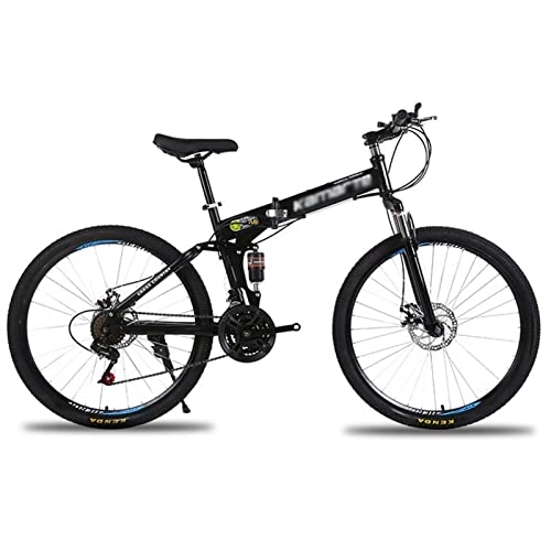 Falträder : QCLU 24-Zoll-Mountainbike- Variable Geschwindigkeit Falten Fahrrad Mini- Faltrad kleines tragbares Fahrrad for Erwachsene Student (Color : Black)