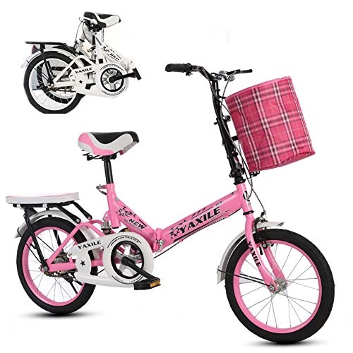 Falträder : Qhxxtxjis Mini Klappräder Fahrrad Fahrräder, Studenten Carbon Steel Fahrrad Pendler Faltbare Fahrrad Für Erwachsenen, Leichte Faltbare Erwachsene Fahrrad, Rosa, 20 inch