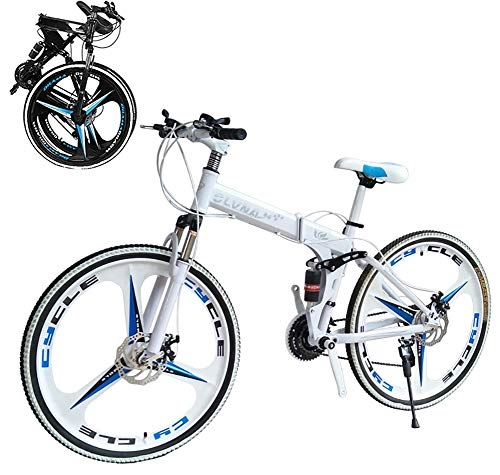 Falträder : RHSMP 26 Zoll Bikes Faltrad Mountainbike Doppelscheibenbremse, Doppelschock, 21 / 24 Geschwindigkeit, leicht und langlebig für Männer Frauen Fahrrad, C, 21 Speed