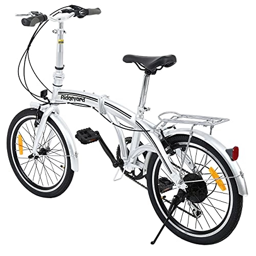 Falträder : Ridgeyard Faltbares Fahrrad Folding Bike City Bike Bicycle 20 Zoll 6 Gang Faltmaschine Shimano (Silber-2)