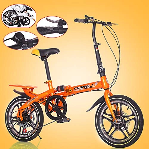Falträder : Rong-- 16 Zoll Klapprder Outdoor Heimtrainer Herren Mountainbike Mini Selbstfahrendes Einradgetriebe Design Hohe Sicherheitsleistung Und Einfach Zu Reisen, Orange