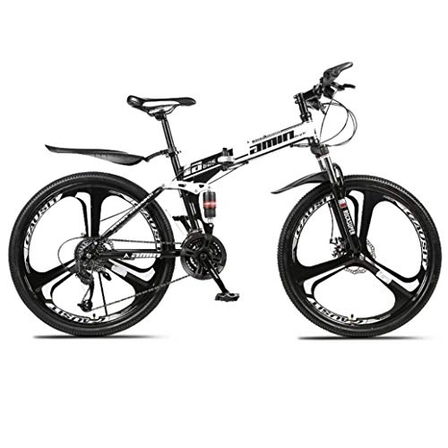 Falträder : RPOLY 21-Gang Mountainbike Falträder, Doppelstoßdämpfung, Erwachsene Klapprad, Off-Road-Variable Speed ​​Bike mit 3-Speichen-Räder, Black_26 Inch