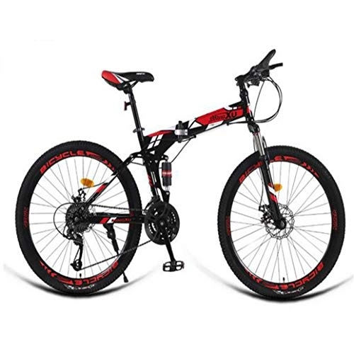 Falträder : RPOLY 21-Geschwindigkeit Mountainbike Falträder, Doppelscheibenbremse, Erwachsene Klapprad, Off-Road-Variable Speed ​​Bike, im Freien Fahrrad, Red_26 Inch