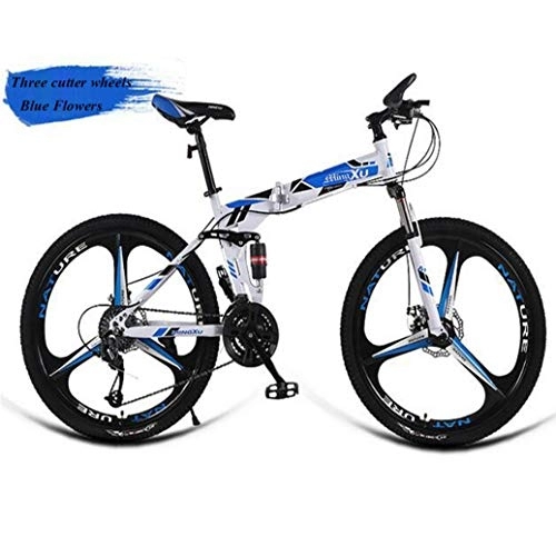 Falträder : RPOLY Mountainbike Falträder, Klapprad Fahrrad für Erwachsene mit Anti-Skid und verschleißfesten Reifen vorne und hinten Kotflügel, Blue_26 Inch