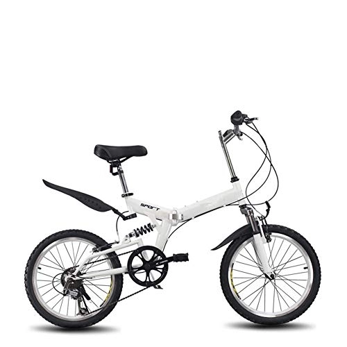 Falträder : RR-YRL 20-Zoll-faltendes Fahrrad, Unisex, Doppel Fahrwerk, Doppelscheibenbremse, leicht zu transportieren, 5 Farben, Weiß