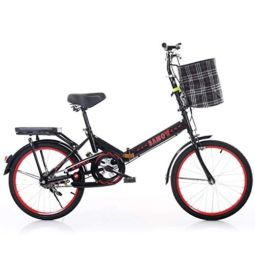 Falträder : RR-YRL 20-Zoll-Faltrad, Rennrad, bewegliche stoßdämpfender Fahrrad, Doppel Bremsen, Carbon-Stahlrahmen, Jugendliche und Erwachsene, Schwarz