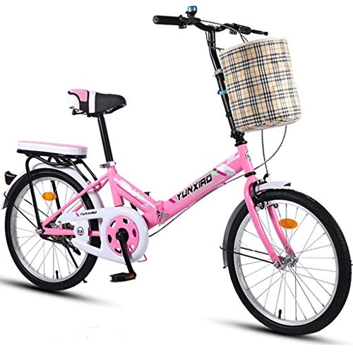 Falträder : RUZNBAO altbares Fahrrad Klapprad 20 Zoll Männer und Frauen Leichtes Faltrad Fahrrad Erwachsener beweglicher Auto-Doppelscheibenbremse Faltrad (Color : Pink)
