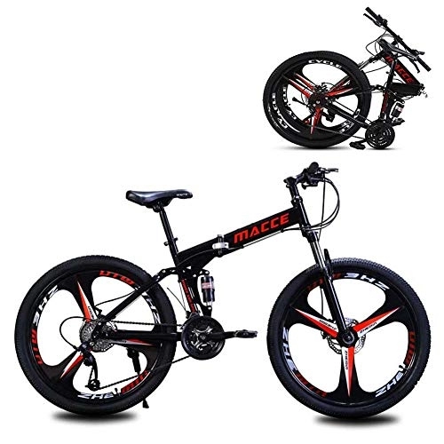 Falträder : RZiioo Faltbares Mountainbike MTB Fahrrad 24 / 26 Zoll 21 / 24 / 27 Speed ​​Steel Frame Doppelscheibenbremse Faltrad, Schwarz, 24 Inches 24 Speed