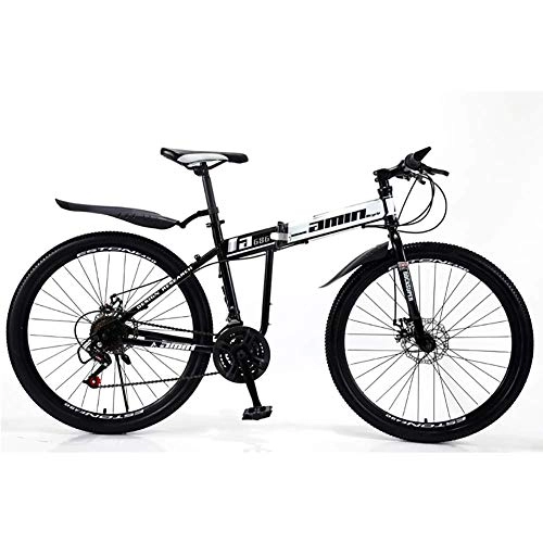 Falträder : SANLDEN Unisex-Mountainbike 26 Zoll Stahlrahmen mit hohem Kohlenstoffgehalt Faltrad 21 / 24 / 27 Geschwindigkeit Doppelscheibenbremse Pendlerstadt Fahrrad, Black, 27Speed
