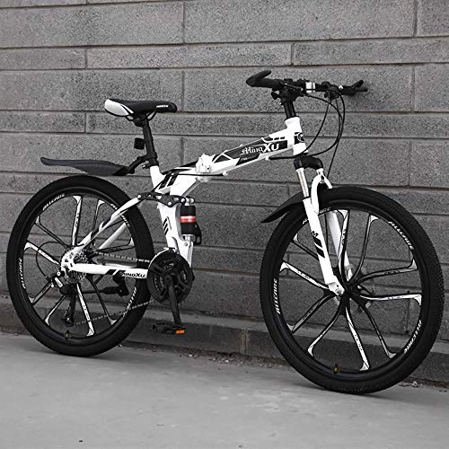 Falträder : SCF Mountainbike Fahrräder Fahrrad MTB 26 Zoll vollgefedertes mit Scheibenbremse Fitness im Freien, Freizeitradfahren 21 Geschwindigkeiten-Antrieb, vollfederung schwarz weiß