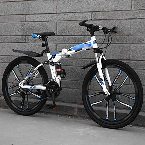 Falträder : SHIN Jugendfahrrad MTB, 26 Zoll, 27-Gang Erwachsene Mountainbike, Faltrad Mountain Fahrrad, Bike mit Scheibenbremse und Federgabel / Blue