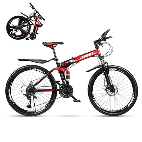 Falträder : SJWR Faltbare Mountainbikes 24 / 26 Zoll, MTB Fahrrad Mit Speichenrad Für Männer Frauen Erwachsene, Red 24stage Shift, 26inches