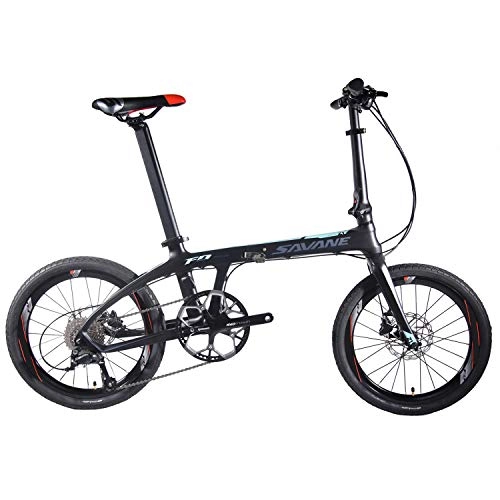 Falträder : SKNIGHT Z1 Kohlefaser Faltrad 20 Zoll Klapprad Klappfahrräder mit Shimano 3000 9 Gang Faltbares Fahrrad Mini Compact City Folding Bike (Schwarz Blue)
