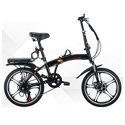 Falträder : SLDMJFSZ 16 / 20-Zoll-Faltrad, faltbares Fahrrad 6-Gang-Fahrrad, kompaktes City-Fahrrad, Doppel-V-Bremse, Faltrad aus Kohlenstoffstahl, leicht für Erwachsene, Schwarz, 16in