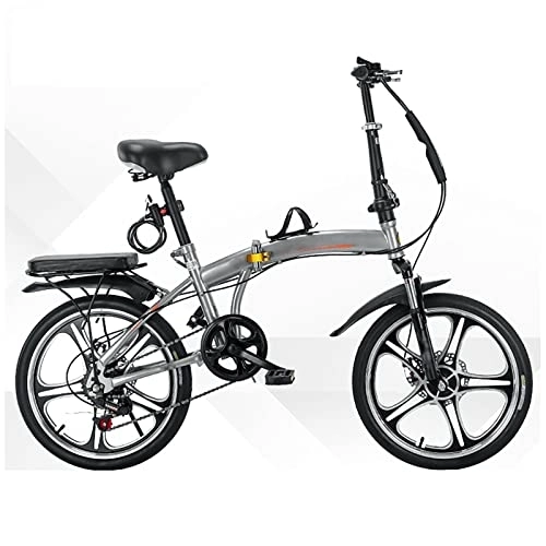 Falträder : SLDMJFSZ 16 / 20-Zoll-Faltrad, faltbares Fahrrad 6-Gang-Fahrrad, kompaktes City-Fahrrad, Doppel-V-Bremse, Faltrad aus Kohlenstoffstahl, leicht für Erwachsene, Sliver, 16in