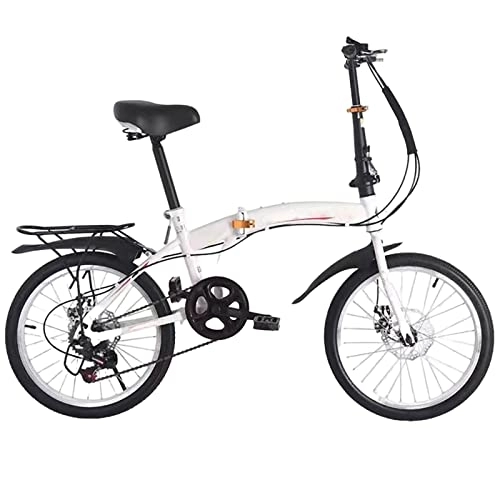 Falträder : SLDMJFSZ 16 / 20-Zoll-Faltrad für Erwachsene, Leichter Chromoly-Stahlrahmen, 6-Gang-Faltrad, faltbares Fahrrad mit Zwei V-Bremsen, für den Außenbereich, Weiß, 16inch
