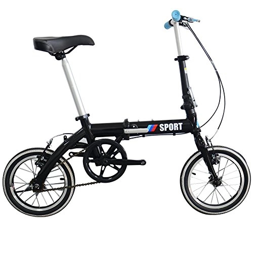 Falträder : Star Eleven Faltbare Fahrräder mit Platte Aluminium Fahrrad Reifen mit Mini-Fahrrad, faltbar, Schwarz