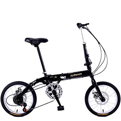 Falträder : SXRKRZLB Klappräder Mini Folding Fahrrad 16 Zoll mit Variabler Geschwindigkeit Männer Frauen Erwachsene Studenten Kinder Outdoor-Sport-Fahrrad