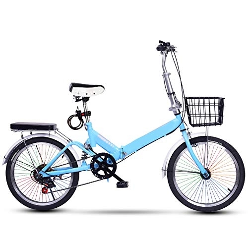 Falträder : SYCHONG Faltrad -20 Zoll Faltrad Für Männer Und Frauen - Faltrad Mit 6-Gang Mit Vorn + Hinten Fender Doppelbremse, Blau