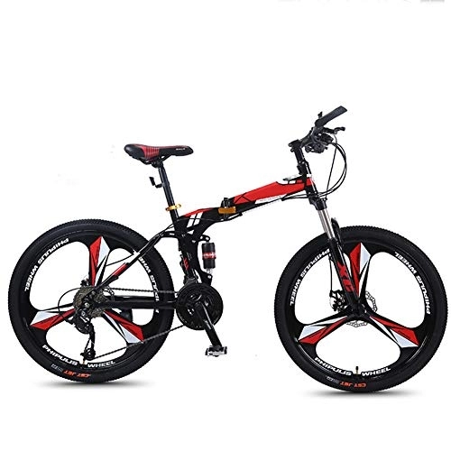 Falträder : SYCHONG Folding Mountain Bike Variable Speed ​​24 / 26 Inchesthree-Messer Rad Faltrad MTB Fahrrad, Rot, 24inches
