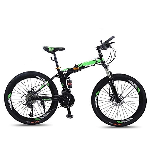 Falträder : SYCHONG Folding Mountain Bike Variable Speed ​​24 / 26 Zoll Doppelaufhebung Faltrad MTB Fahrrad, Grün, 21speed