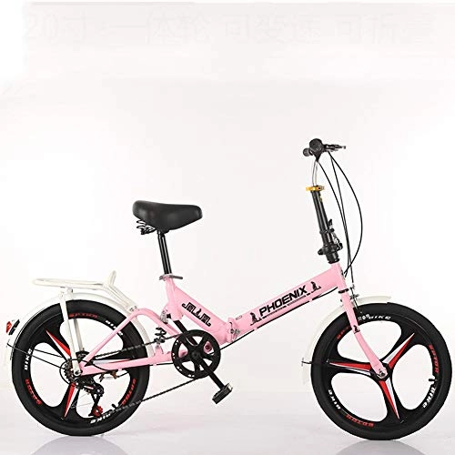 Falträder : SZKP Radfahren 20-Zoll-Rad Mit Variabler Geschwindigkeit, Klapprad Für Erwachsene, Leichte Reiseräder Pendler Im Freien Für Jugendliche Jungen Mädchen Mädchen Student (Color : Pink)