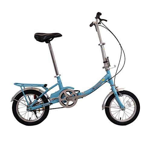 Falträder : szy Faltrad Faltbares Fahrrad Faltendes Fahrrad 14 Zoll Fahrrad Tragbar Und Leicht Folding Fahrrad Mit Heckablage (Color : Blue, Size : 14 inches)