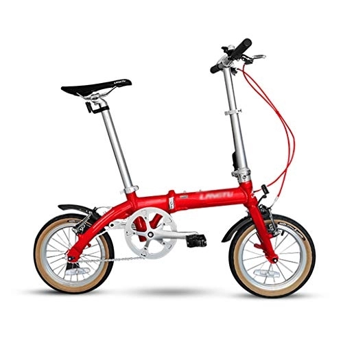 Falträder : szy Faltrad Faltbares Fahrrad-faltendes Fahrrad-Aluminiumlegierung Ultra-Light Bewegliche Kursteilnehmer Fahrrad 14 Zoll Faltendes Fahrrad-Pendler-Fahrrad (Color : Red, Size : 113 * 80-90cm)
