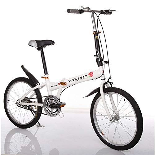 Falträder : TATANE Doppel-V Bremse Fahrrad, Erwachsene Folding Rennrad, Tailless Rahmen Außenstudenten Commuting Gebirgsfahrrad, Weiß, 20inch