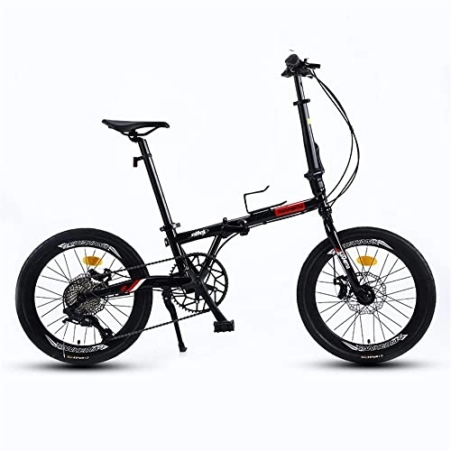 Falträder : TAURU 20 Zoll Variable Geschwindigkeit Fahrrad Klapprad Karbonstahl Tragbare Fahrrad Doppelscheibe Bremse (Schwarz2)