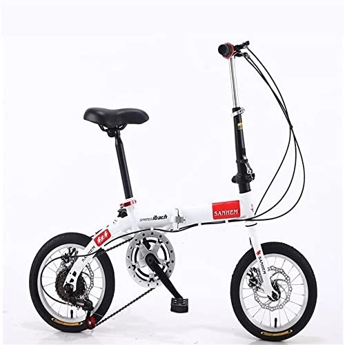 Falträder : TAURU Tragbares Fahrrad für Erwachsene, 35, 6 cm, ultraleicht, variable Geschwindigkeit, doppelte Scheibenbremse / Karbonstahl, harter Rahmen (Weiß2)