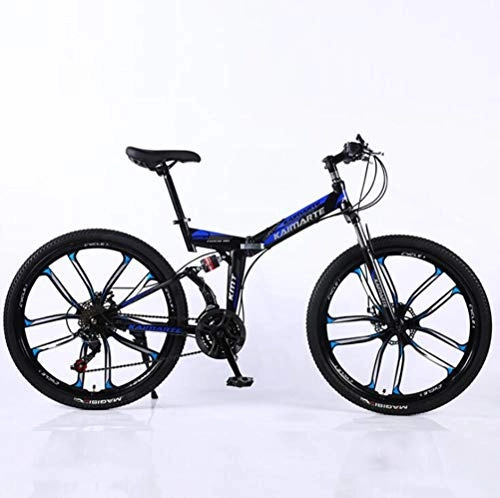Falträder : Tbagem-Yjr 27 Geschwindigkeit Dämpfung Weich Schwanz Mountainbike, 24 Zoll-Rad Sport Freizeit Stadtstraße Fahrradschalt (Color : Black Blue)