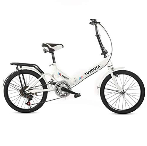 Falträder : Tbagem-Yjr 6 Geschwindigkeits-Faltrad, Rennrad Mountainbike 20 Zoll Räder Pendlerfahrrad (Color : White)